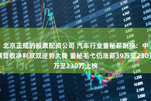 北京正规的股票配资公司 汽车行业董秘薪酬榜：中集车辆营收净利双双逆势大降 董秘毛弋仍涨薪39万至230万上榜